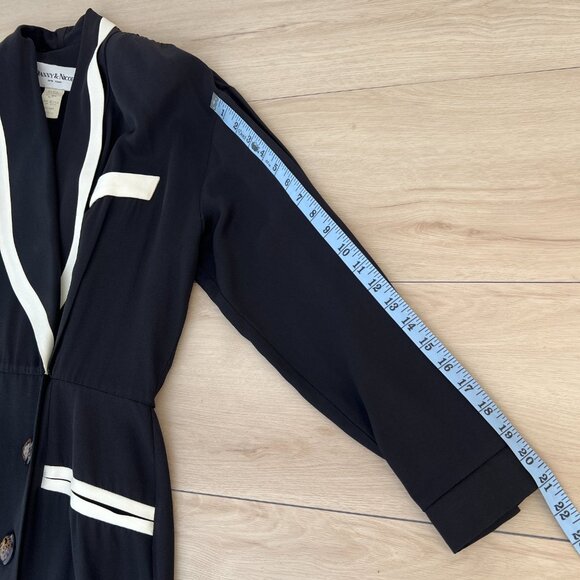 Vintage 80s Danny & Nicole Black & White Midi Secretary Dress / Made in the USA - Picture 14 of 16